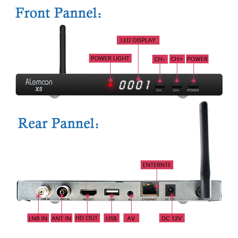 GOTIT мощный ALEMOON X5 DVB-S2 T2 C Функция декодер спутниковый ресивер Полный 4 к+ 4 нажатия cccam для Испании Польша Portgual