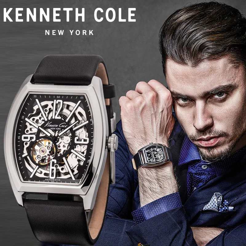 Kenneth Cole Мужская Часы Механические Защитный Кожаный Ремешок Водонепроницаемость