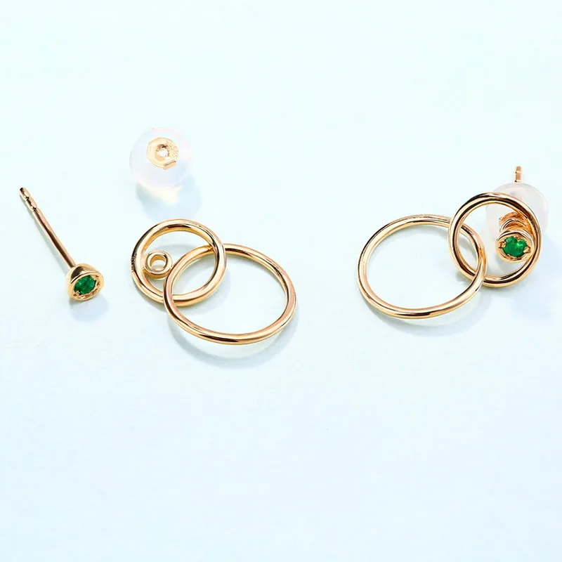 Женские свадебные серьги капельки ANI 14K из желтого золота с натуральным изумрудом