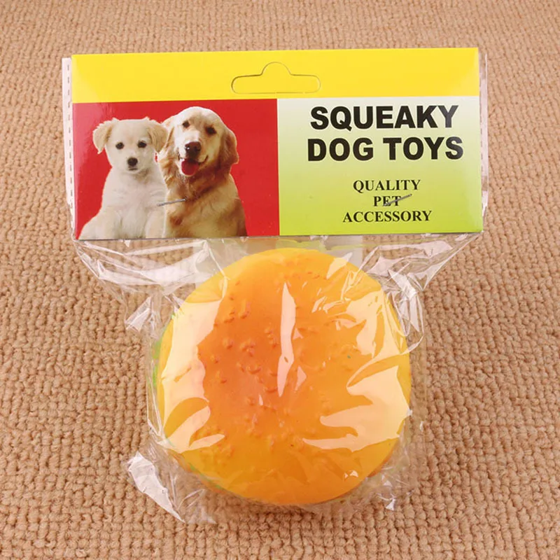 KIMHOME PET Interactive Dog Toys For Small Dogs Vinyl Glue Hamburger Squeak Puppy Toy Diameter 8.5cm Chew Bite Resistant | Дом и сад