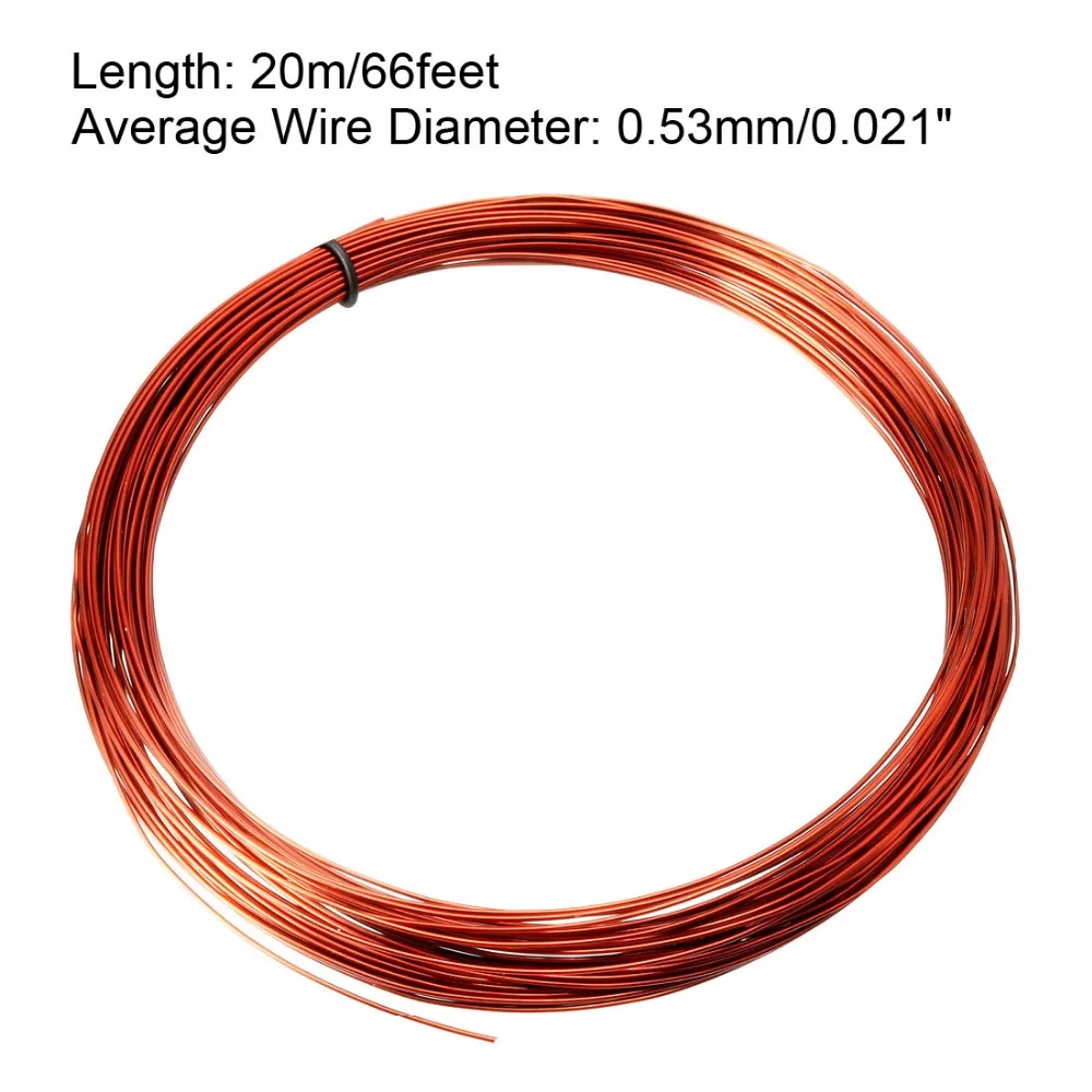 

Uxcell Magnet Copper Wire 66ft 0.19/0.21/0.23/0.25/0.33/0.44/0.47/0.49/0.51/0.53mm Dia Enameled Winding Coil for Transformers