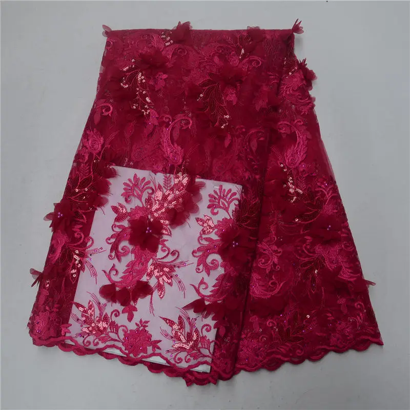 2018 embroidery french tulle lace fabric with 3D flower and beads african mesh high quality 5yard/lot LP30 | Дом и сад
