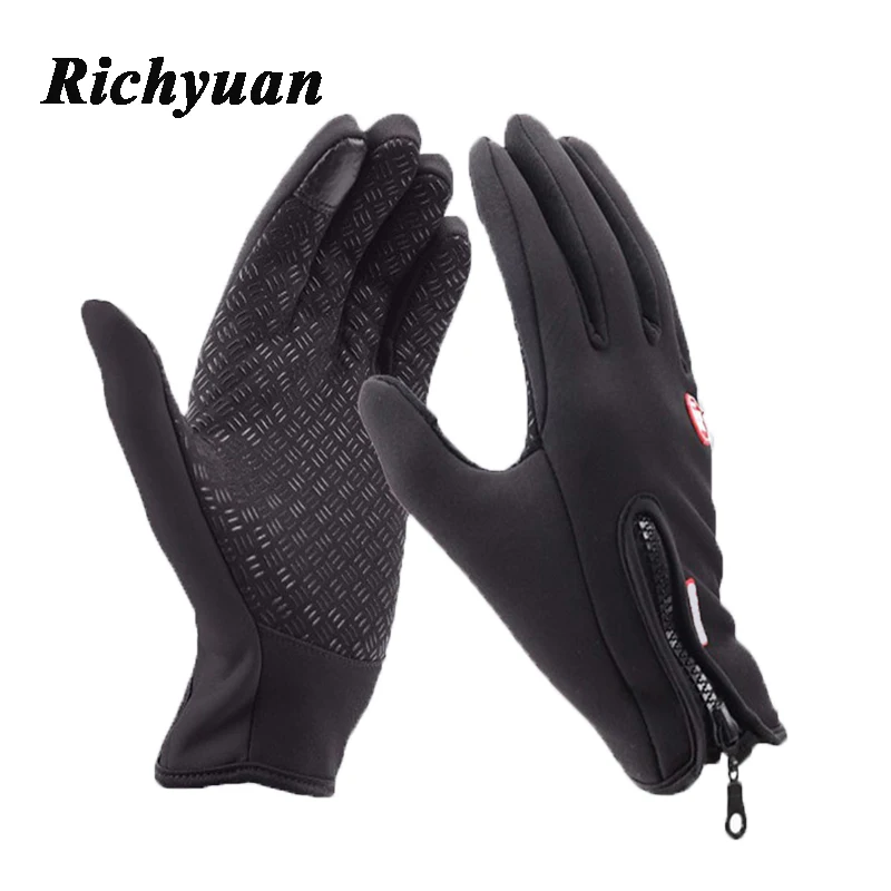 

Richyuan Women's Classic Black Winter Leather Gloves & Mittens Driving TouchScreen Gloves Male Guantes Tacticos Men Gloves