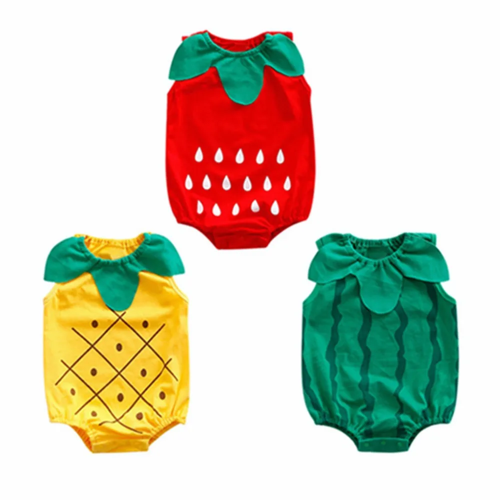 ISHOWTIENDA Boys Girls Cartoon Newborn Baby Lovely Bodysuit Fruit Strawberry Pineapple One Piece Boy Outfits | Детская одежда и