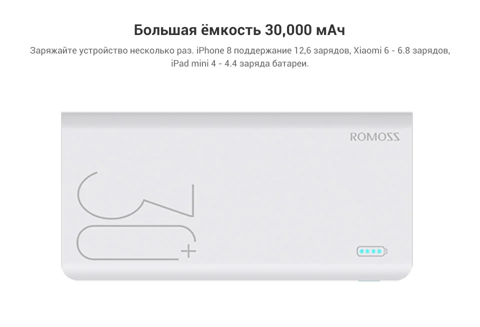 Внешний аккумулятор Romoss Sense 8+ 30000 мАч