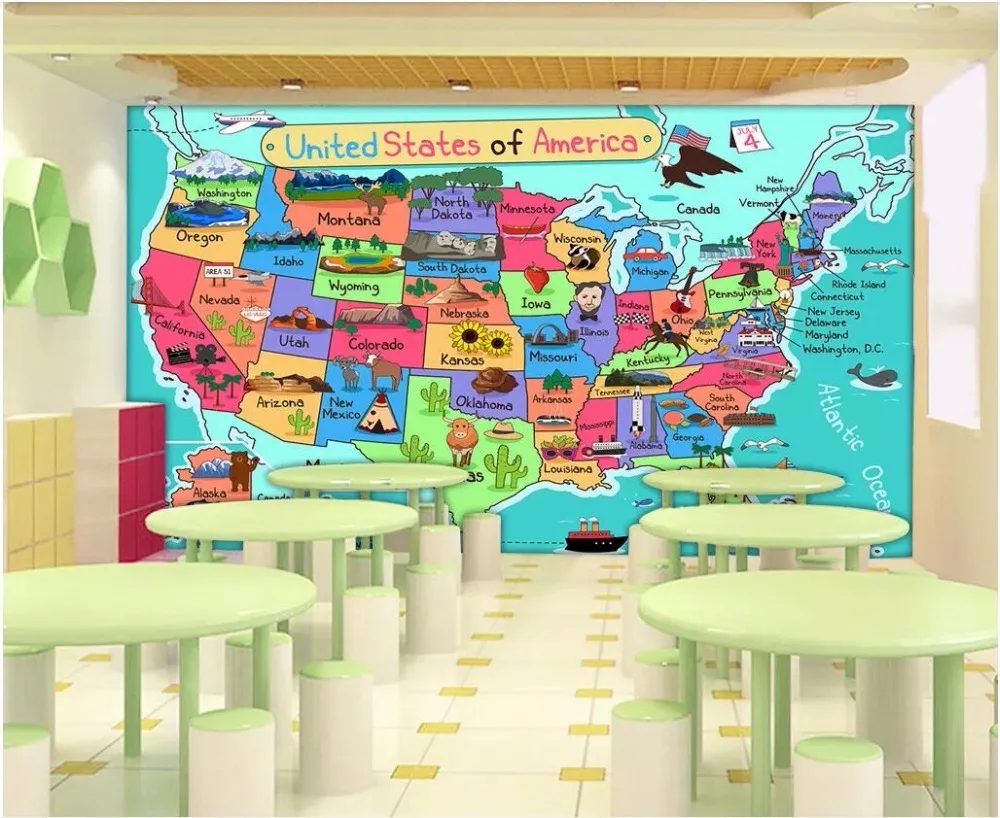 Пользовательская фотография 3d обои мультфильм Северная Америка США областная