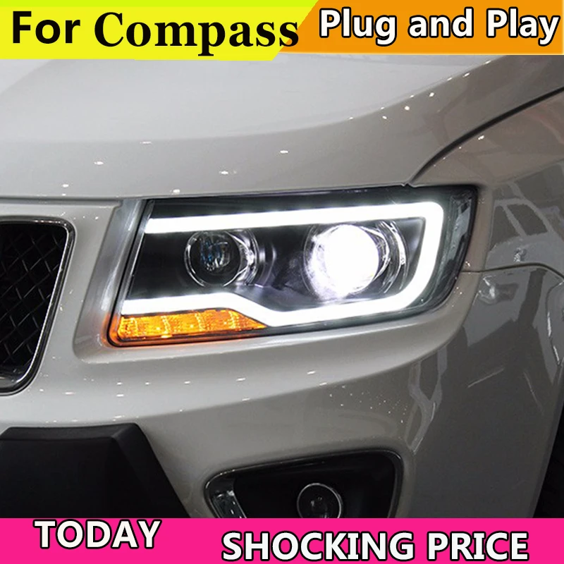 Стайлинга автомобилей головной светильник s для JEEP Compass 2011 2015 светодиодный компас