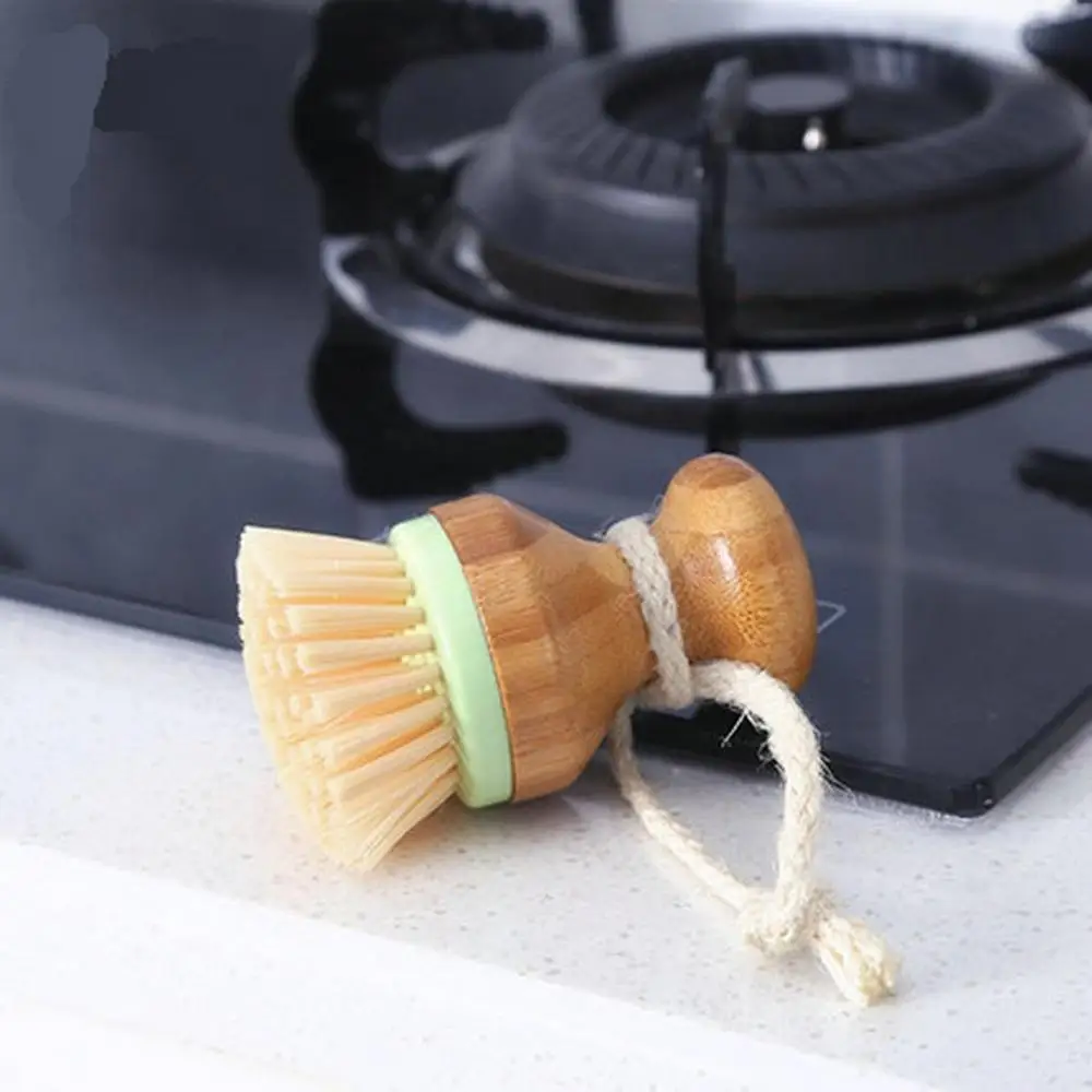 Cleaning Bowl with Bamboo Handle Palm Brush Kitchen Non-stick Skillet Oil Pot Dish 2PCS | Дом и сад