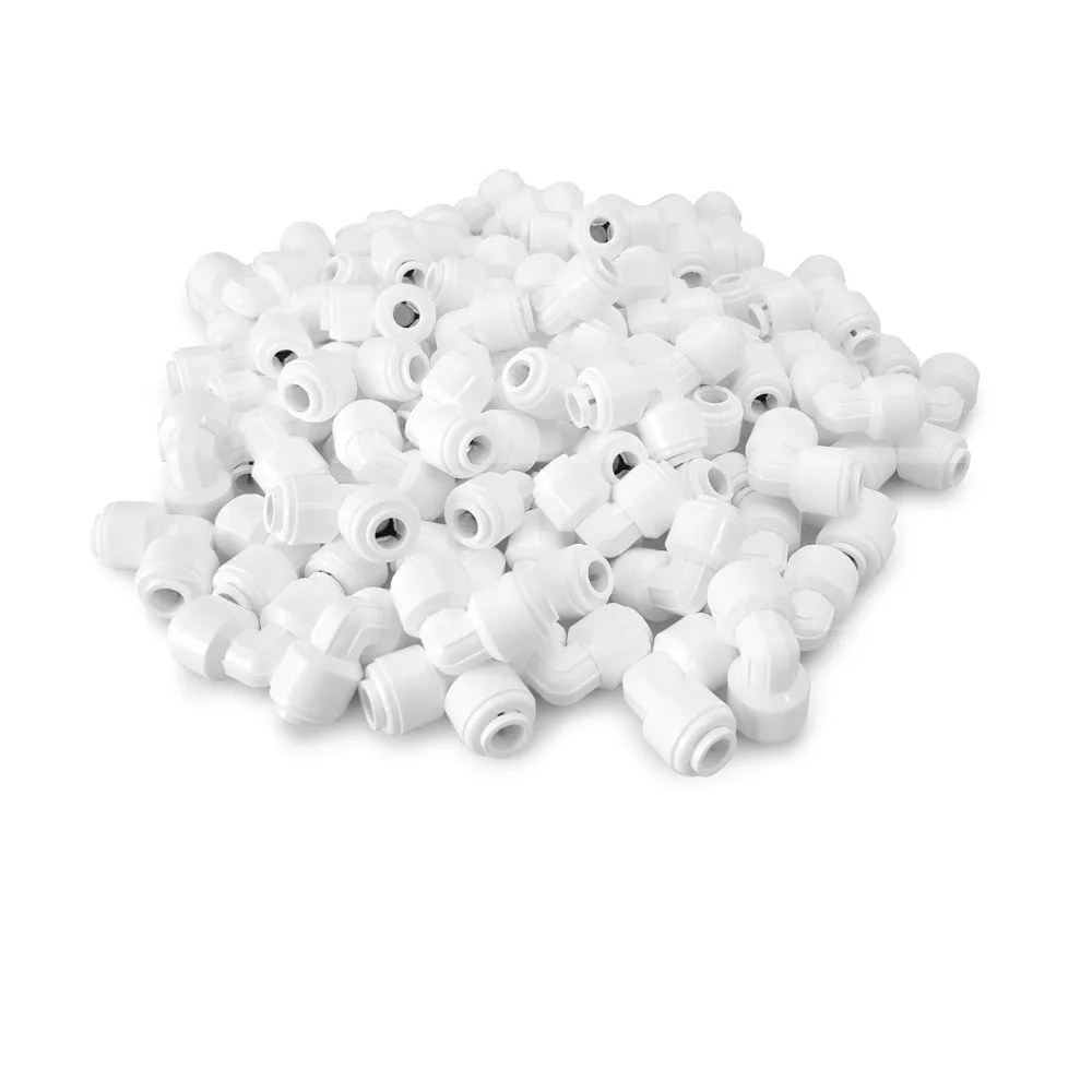 100 PACK OF Quick Connectors 1/4" Union Elbow Fitting Connection for Water Filters and RO Reverse Osmosis Systems |