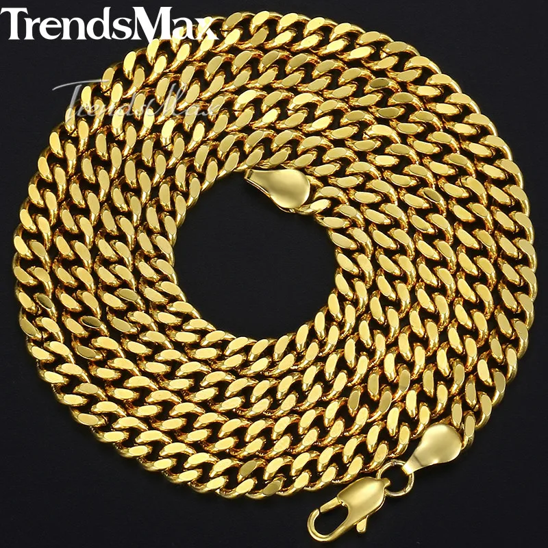 Мужские ожерелья с кубинскими звеньями Trendsmax золотая цепочка Прямая поставка