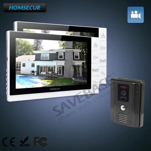 Видеодомофон HOMSECUR дверной звонок с камерой 1X700TVL и монитором записи 2x9 дюймов|phone