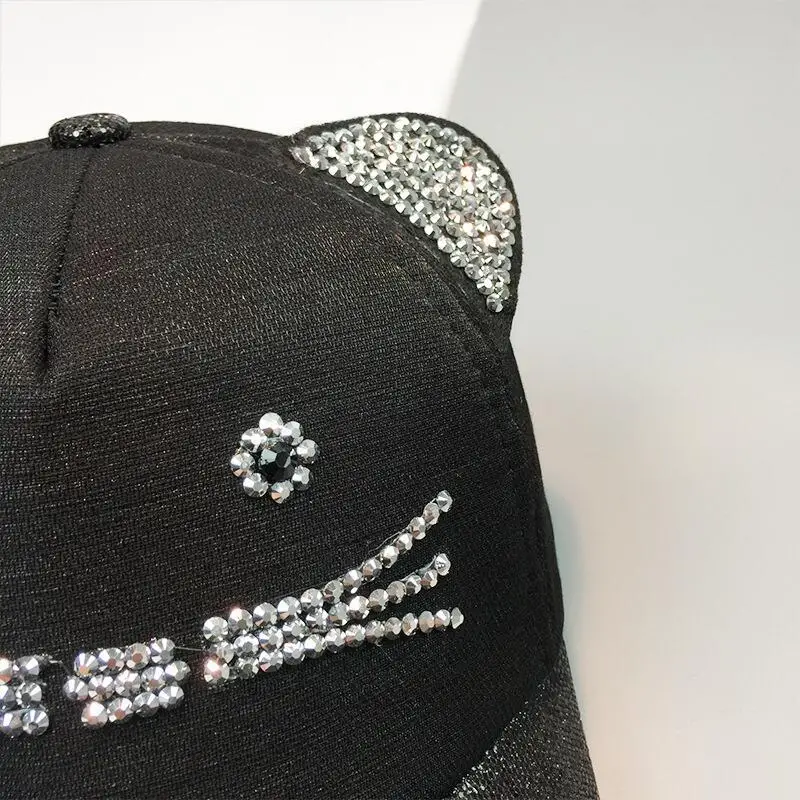 Seioum Snapback Cute Cat Ears Pink Baseball Cap Women's hats New Lovely cat Adjustable Sunscreen Caps Casual Drake Bones Unisex