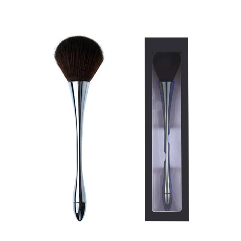 Blue with Box Одиночная кисть для пудры, основы, макияжа, розовое золото, мягкая кисть для растушевки румян, инструменты для красоты лица, форма Кубка, красно-синяя Косметическая кисть - Handle Color: Blue with Box