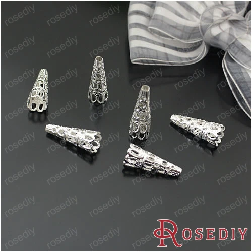 (23913) оптовая продажа 23*9 мм серебро гладить Длинные бисера Caps 50 шт.|bead caps|silver bead