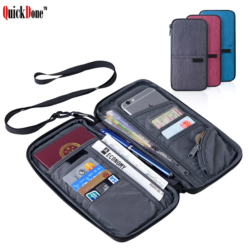 QuickDone путешествия для паспорта кредитки сумки хранения документов держатель