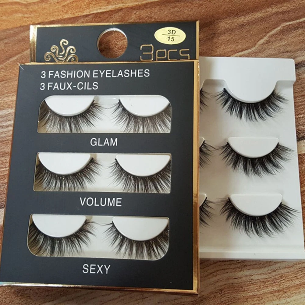 

3 Pairs Natural False Eyelashes Make up Looking Thick Cross False Eye Lashes Makeup Tool Beauty Fake Eye Lashes
