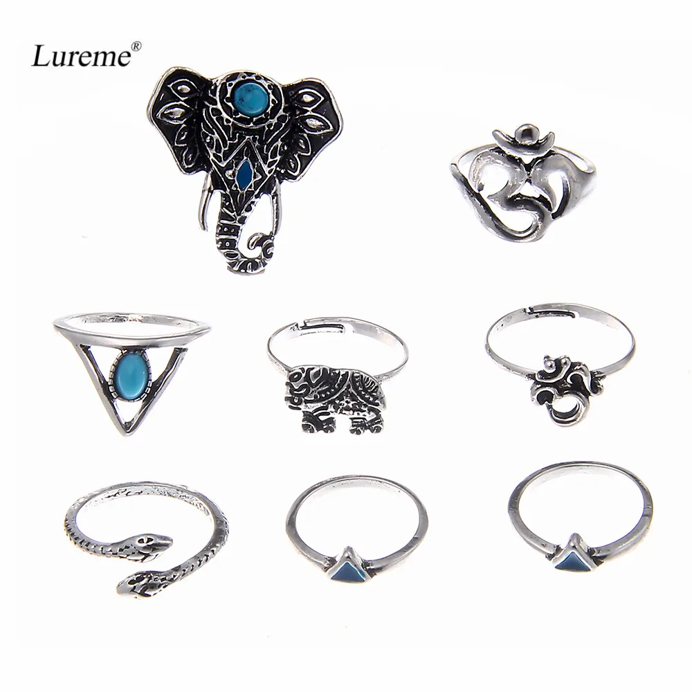 Lureme винтажное искусственное змеиное зеленое каменное соединительное кольцо для