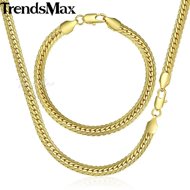 Набор ювелирных изделий Trendsmax кубинская цепочка женское ожерелье браслет белая