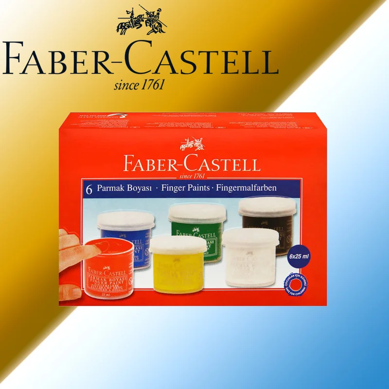 Оригинальная краска для пальцев Faber Castell 6 видов цветов 6x25 мл безопасная детей