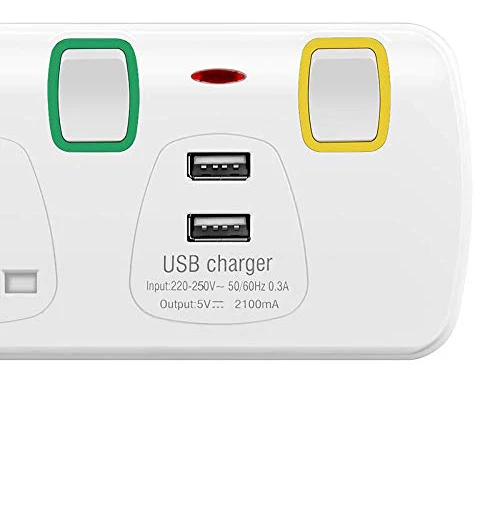 3 Way UK Plug 2 usb порта Удлинительный адаптер мульти настенная розетка с индивидуально выключателями и неоновыми индикаторами без кабеля