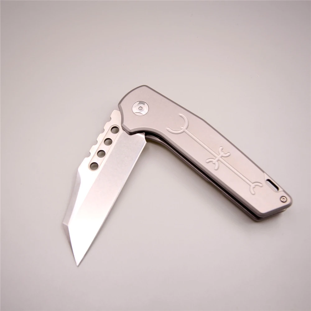 Тотем быстро складывающийся d2 stonewash лезвие титановая матовая ручка охотничьи