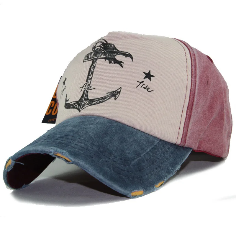Якоря для лодок узор Шапки хлопок Бейсбол стирка Кепки Snapback шляпа летние хип-хоп