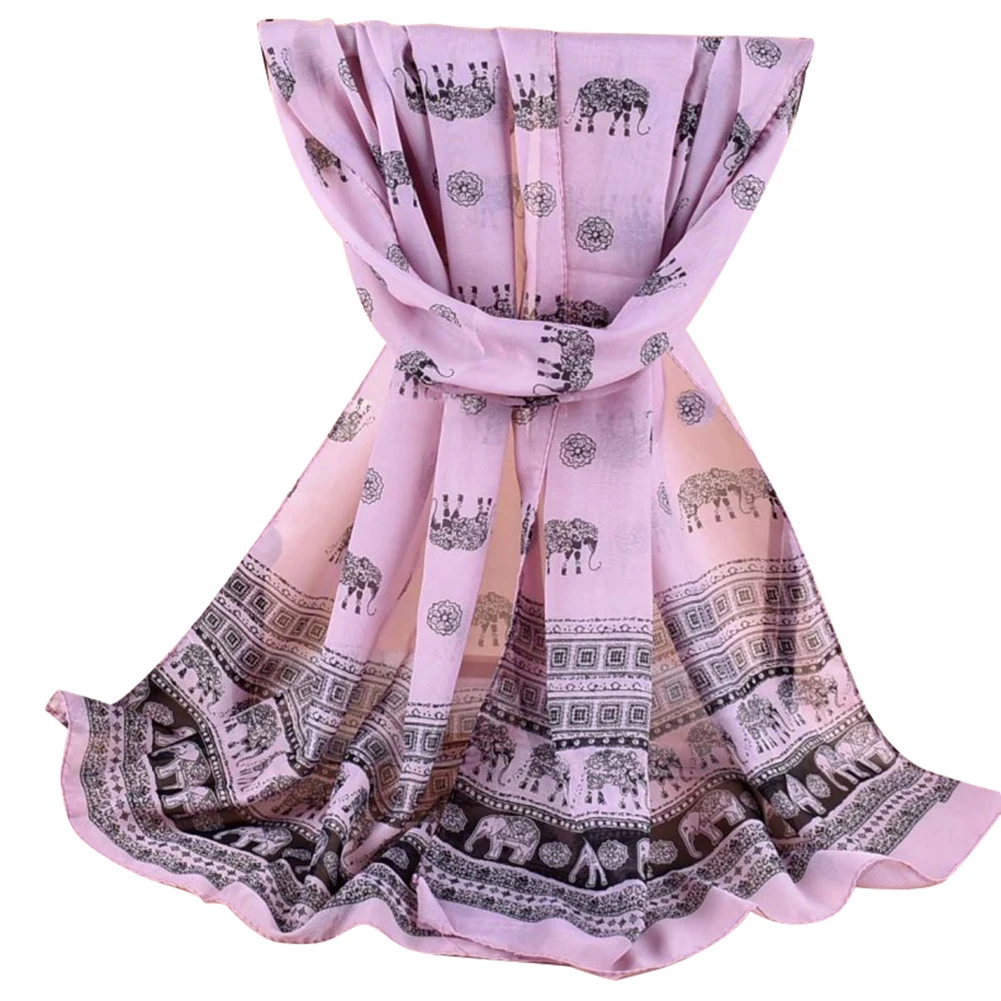 Модный шифоновый Женский мягкий дышащий Длинный Шарф С Рисунком Слона|neck wrap|long