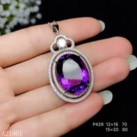 kjjeaxcmy boutique jewelry 925 silver inlaid natural amethyst jewelry ladys necklace pendant