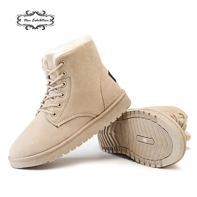 Новинка обувь для выставки женские зимние ботильоны снега Замшевые ботинки