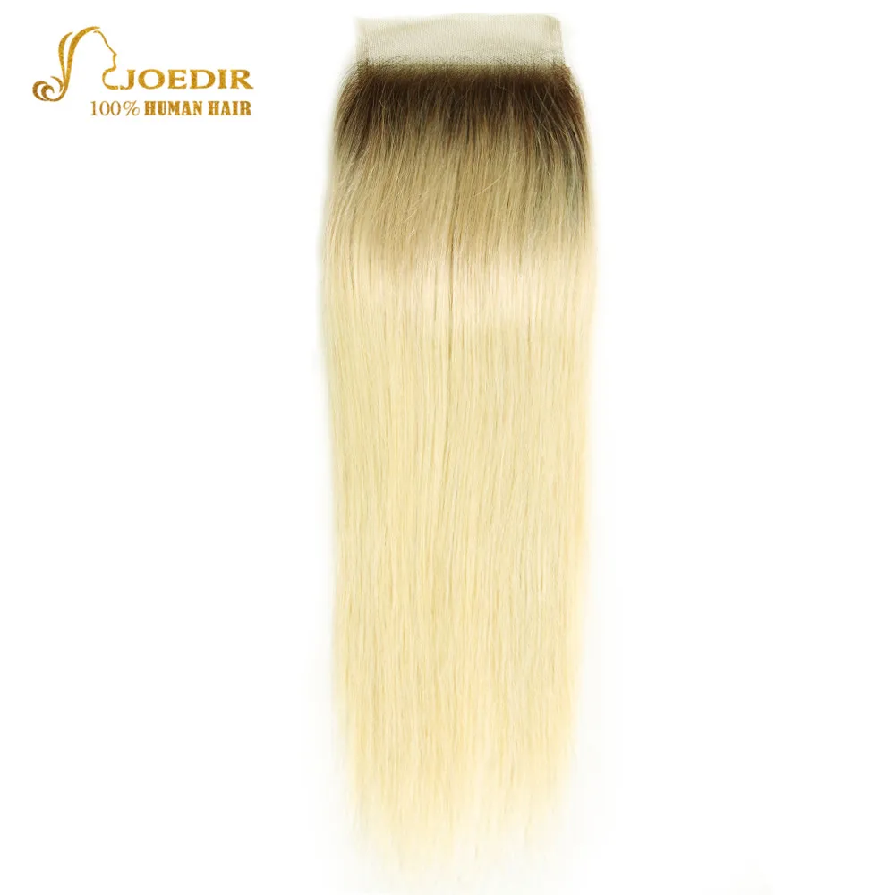 

Joedir Indian Straight Hair Bundles With Closure T4/613 Ombre Honey Blonde Remy Human Hair Bundles With Lace Closure 10-26 Inch