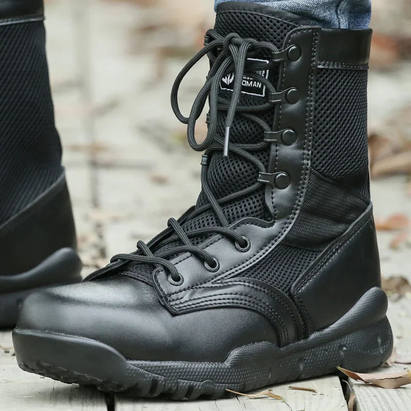 Ботинки мужские сетчатые в стиле милитари дышащие легкие боевые ботинки мягкая
