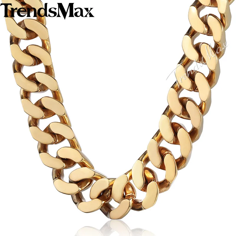 Ожерелье из нержавеющей стали Trendsmax супертяжелое Золотистое 21 мм HN42|gift souvenir|gift
