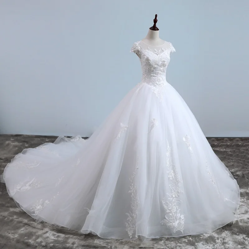 High Quality De Mariage Brush Sweep Train Custom Made Elegant Gelinlik Slim-Line Sweetheart Gorgeous Ball Gown Wedding Dress | Свадьбы и