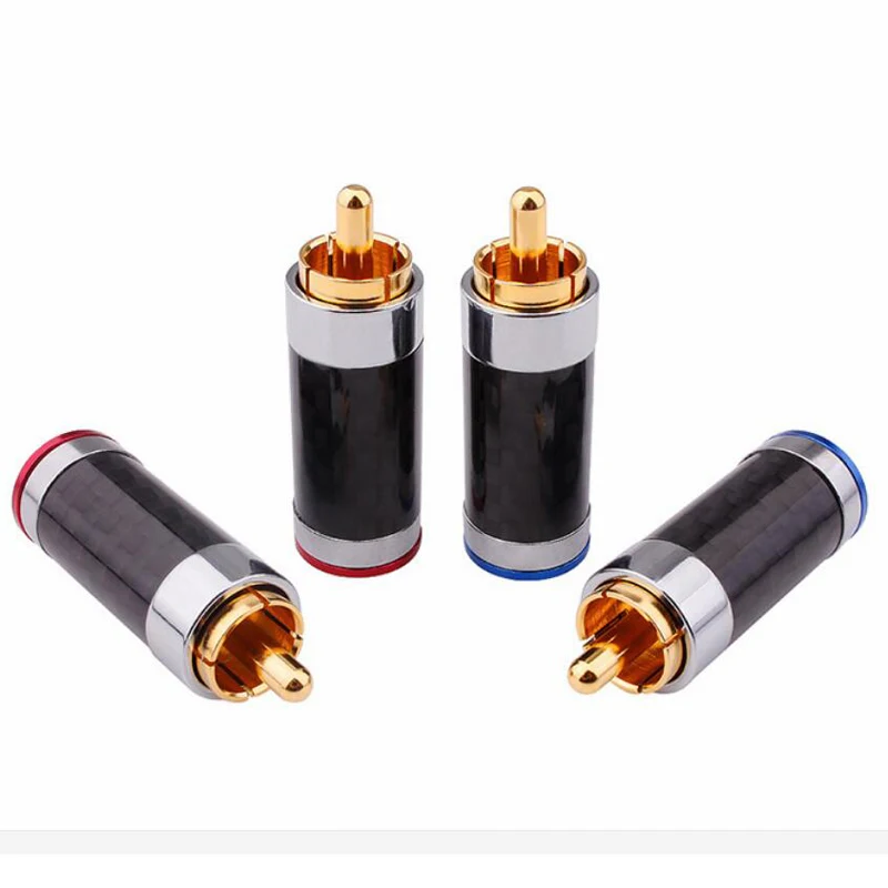 HiFi 4 шт. Позолоченные разъемы RCA из углеродного волокна Соединительный кабель