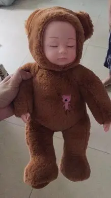 bear Беби борн, пупсы спящая кукла в одежде зайца 42 см. спит с ребенком, мягкая игрушка для девочек,куклы лол плюшевые игрушки, новогодние подарок на день рождения для детей на коллекцию, из России - Цвет: bear