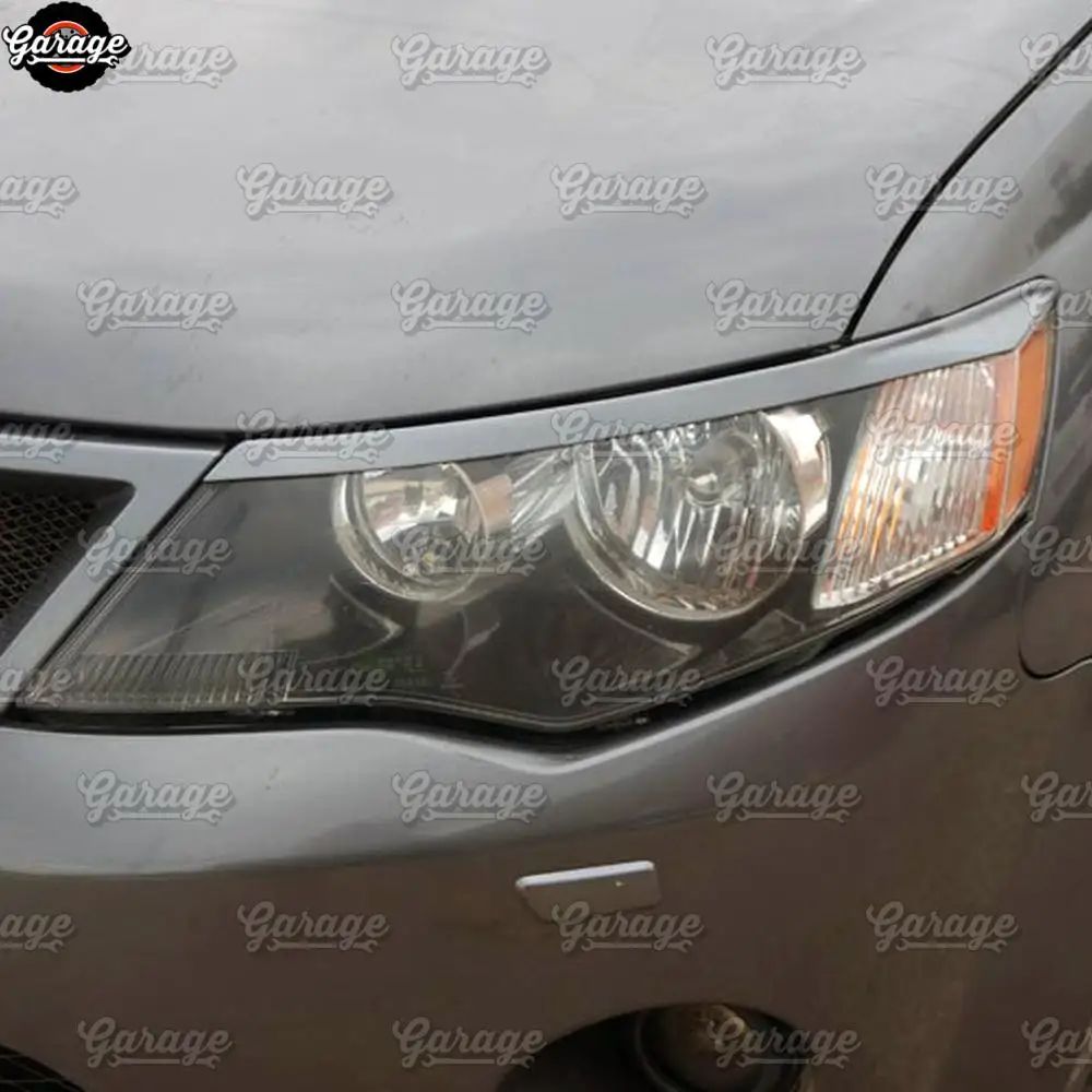 Накладки для передних фар Mitsubishi Outlander 2007 2009 из АБС пластика|Хромирование| |