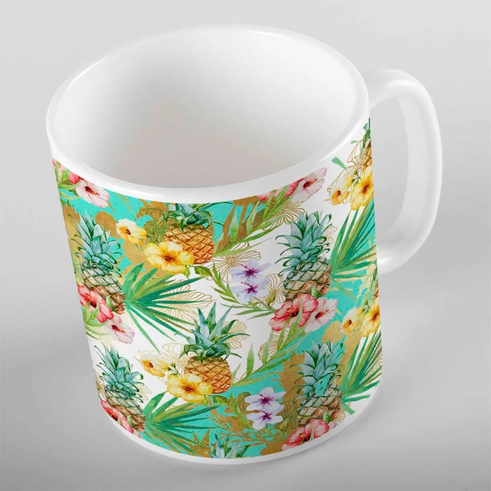 

Else Green Leaves Brown Pineapple Yellow Purple Red Flowers 3d Print Gift Ceramic Drinking Water Tea Bear Coffee Cup Mug Kitchen