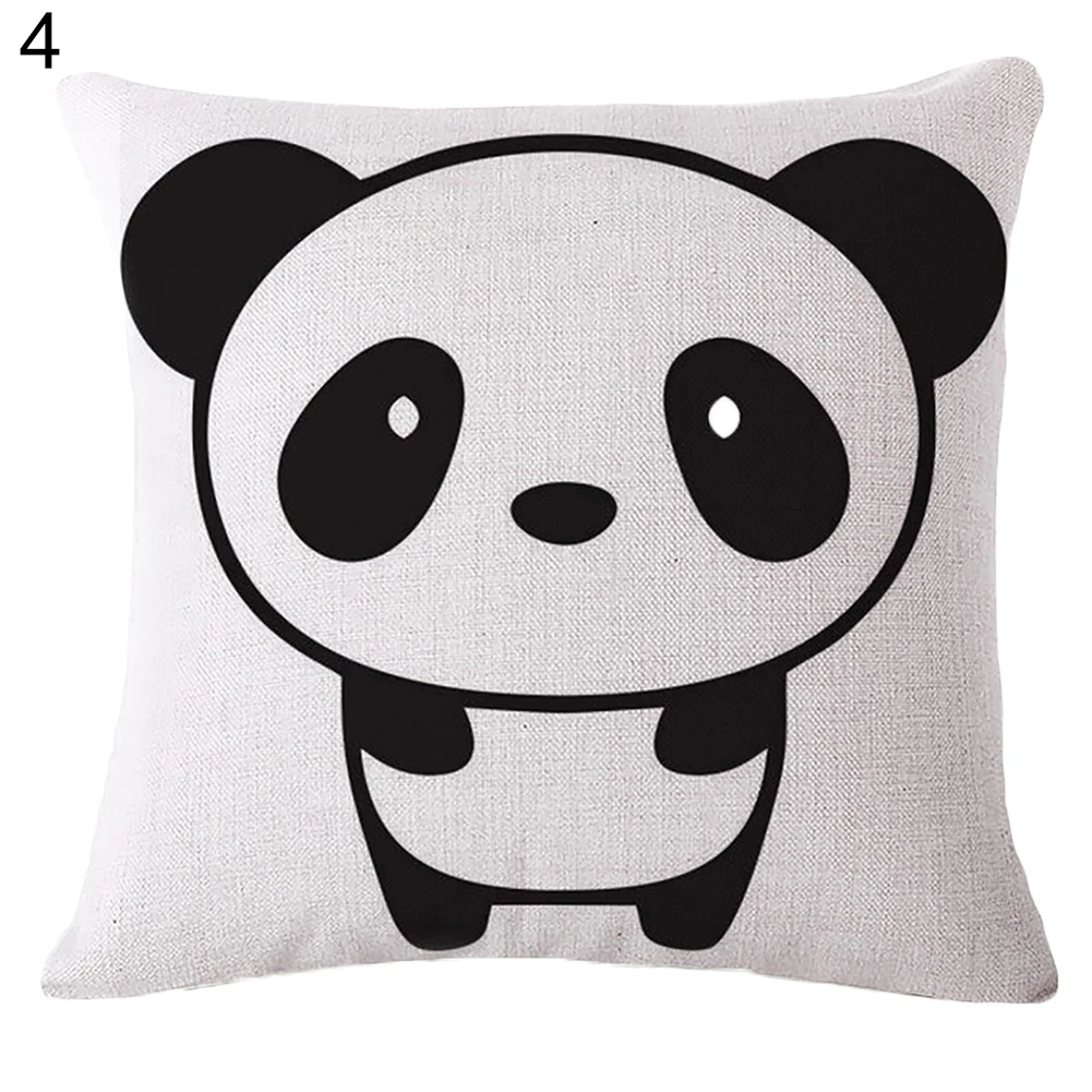 Льняная квадратная наволочка для подушки с рисунком панды|cushion cover home decor|cover