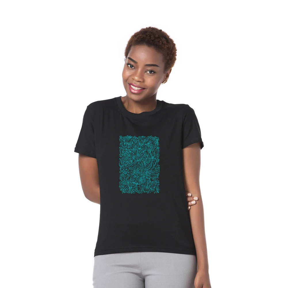 Женские Модные Цветочные линии с круглым вырезом и принтом короткий рукав