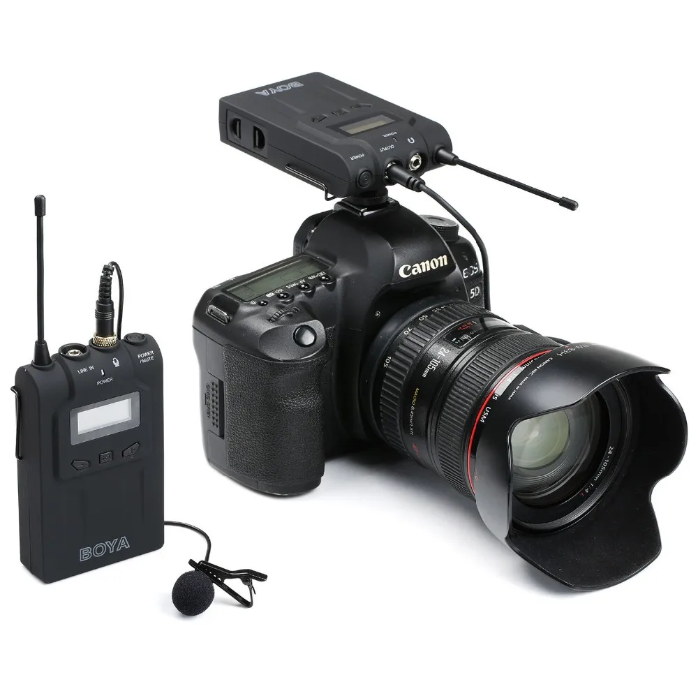 BOYA BY-WM6 Профессиональный 48 UHF канал беспроводной микрофон системы всенаправленный петличный микрофон для DSLR видеокамеры