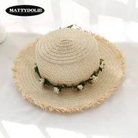 mattydolie top straw hat summer spring ladies travel leisure beach sun hat breathable fashion garland wide brimmed girl hat