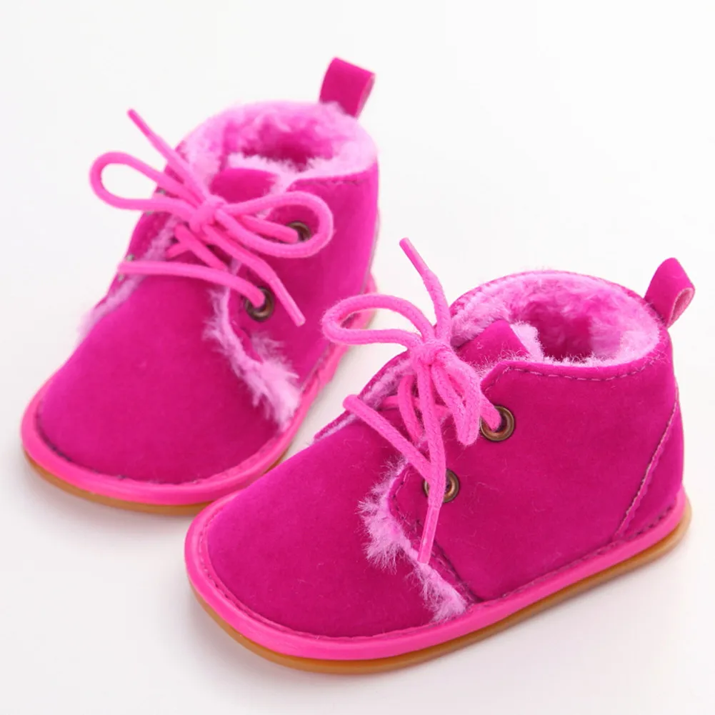Rose Red Американский запас новорожденных маленьких мальчиков и девочек кроватки на шнуровке Обувь для малышей ходунки сапоги - Цвет: Rose Red