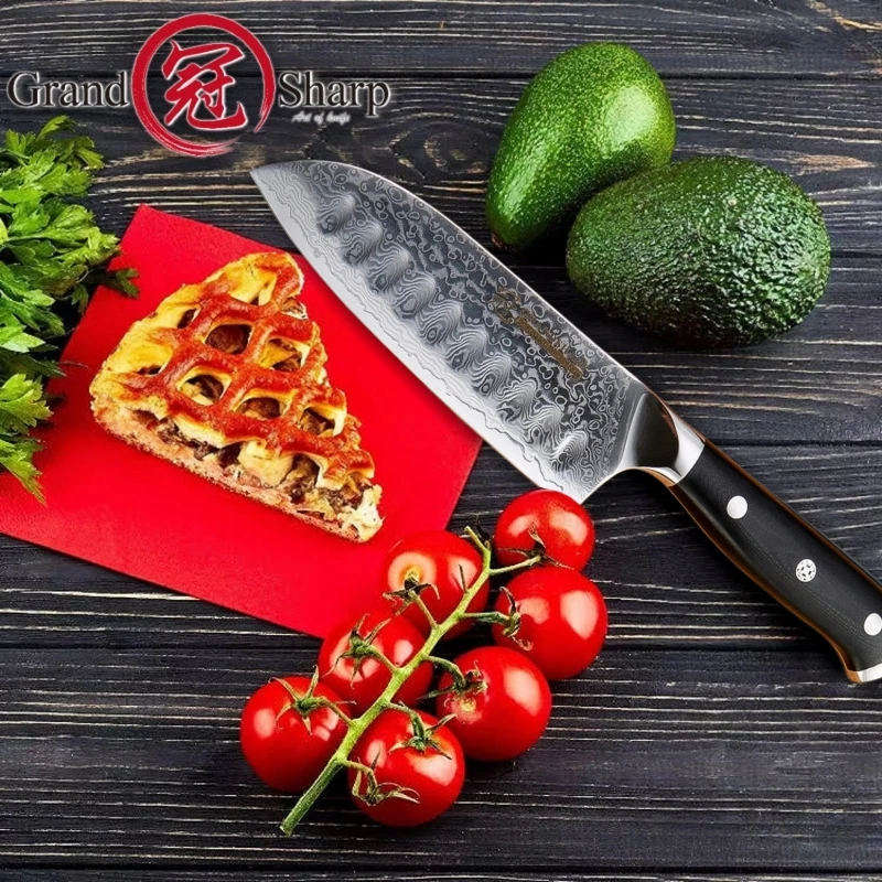Нож Santoku 5 дюймов vg10 японский дамасский стальной кухонный нож 67 слоев высокоуглеродистой нержавеющей стали шеф-повара инструменты для приготовления пищи острые