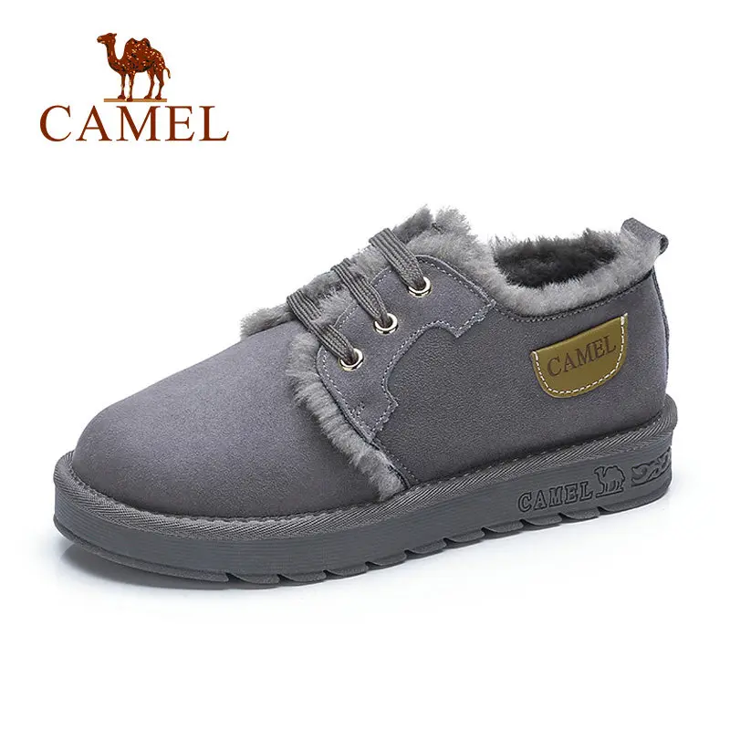 CAMEL/Зимние ботильоны женские замшевые зимние теплые ботинки на платформе мягкая