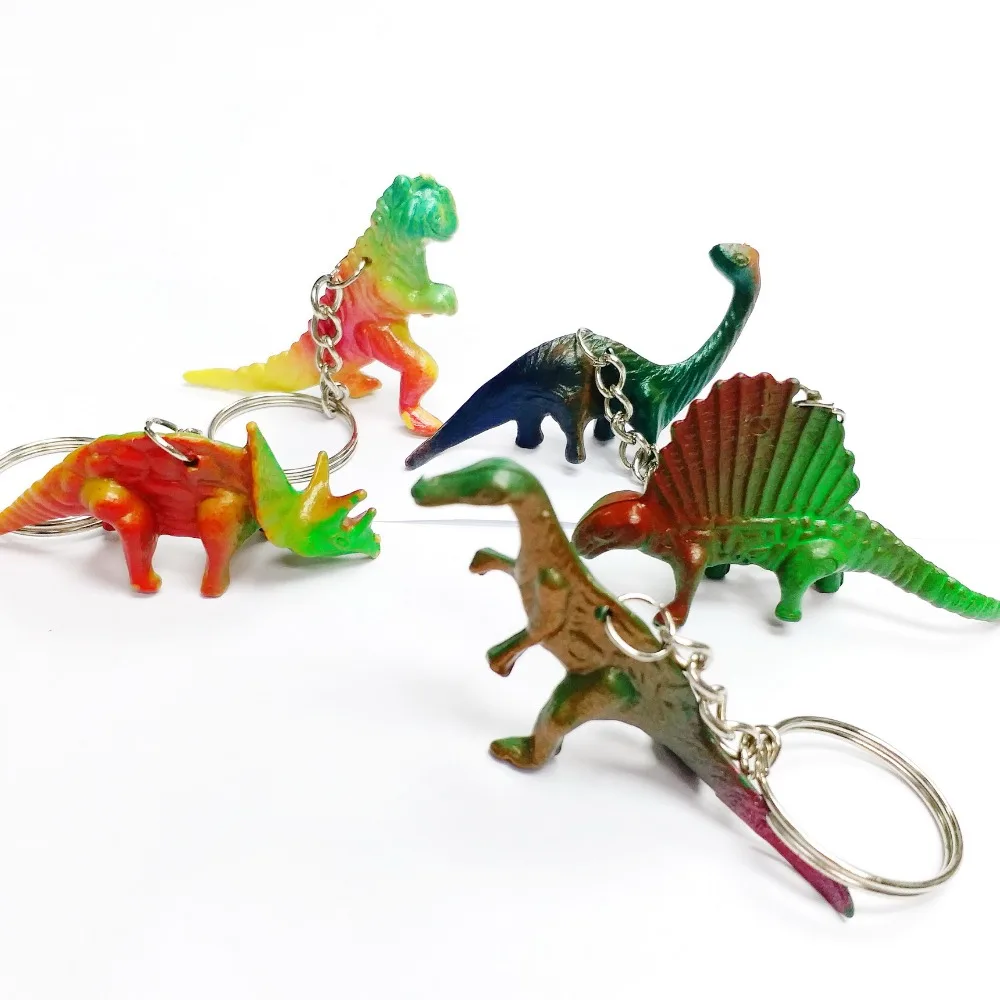 

10pc Colorful Dinosaurs Key chain rings Boys Kids Birthday Party Favors Favour Pinata Bag Filler Goody Gag Loot Cake Topper Gift