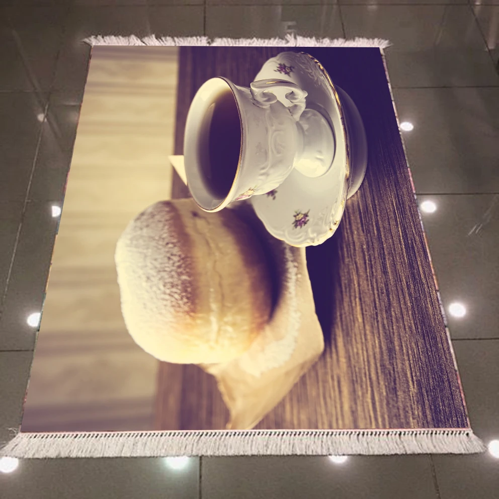 Еще коричневый стол на турецких кофейных тортах винтажный 3d коврик из микрофибры