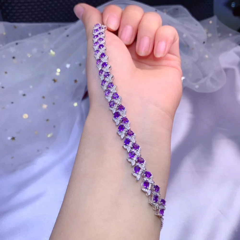 KJJEAXCMY Fine Jewelry 925 Стерлинговое Серебро инкрустированный натуральный аметистовый драгоченный камень женский браслет поддержка обзор роскошный