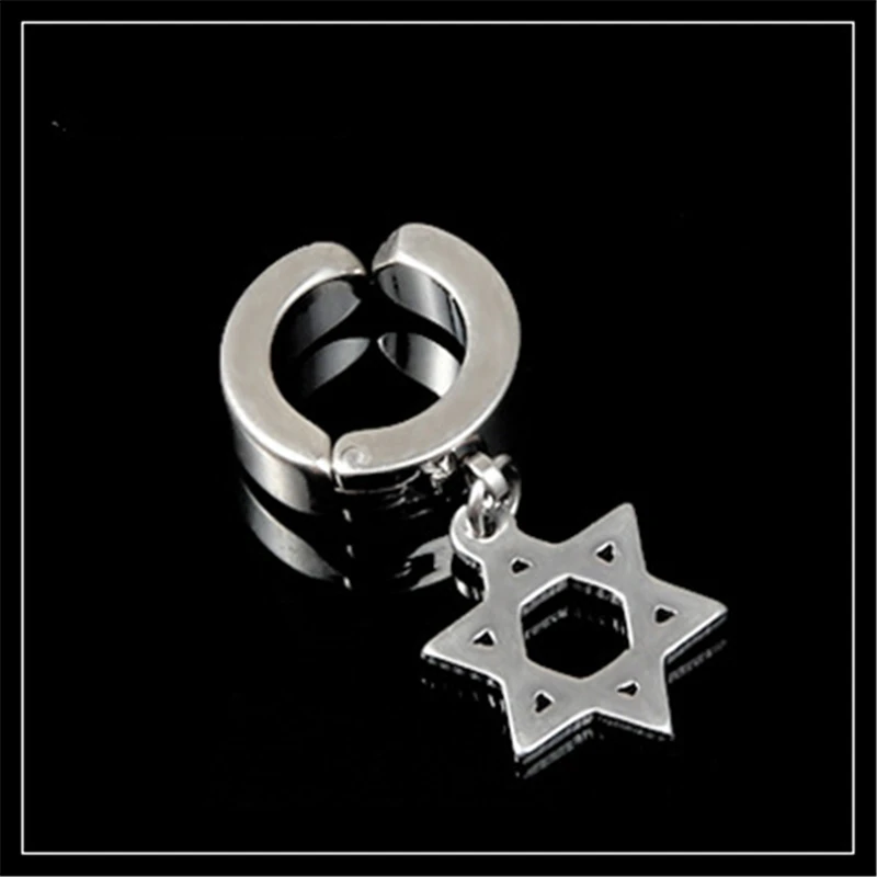 Панк мужские клипсы ювелирные изделия Kolczyki Bijoux Rock Klipsy na uszy ухо черный крест