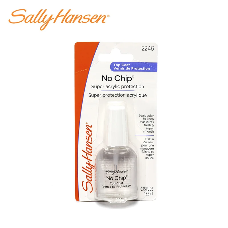 Верхнее покрытие No Chip от бренда Sally Hansen. Акриловая формула создает ультра прочное
