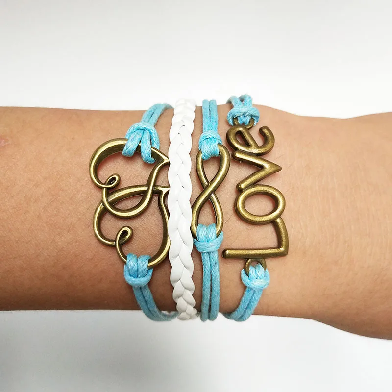 LELX Antique Bird Charm Leather Bracelet Various Style &amp LOVE Anchor Charms Infinity Bracelets Wholesale Jewelry | Украшения и
